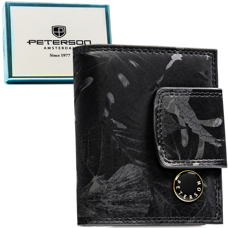 Czarny portfel Peterson PS329-MLF w liście
