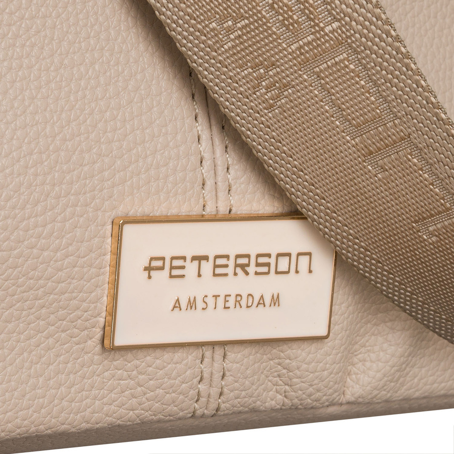 Torebka ze skóry ekologicznej damska Peterson JK6-06 listonoszka crossbody średnia beżowa - wnętrze i kieszenie