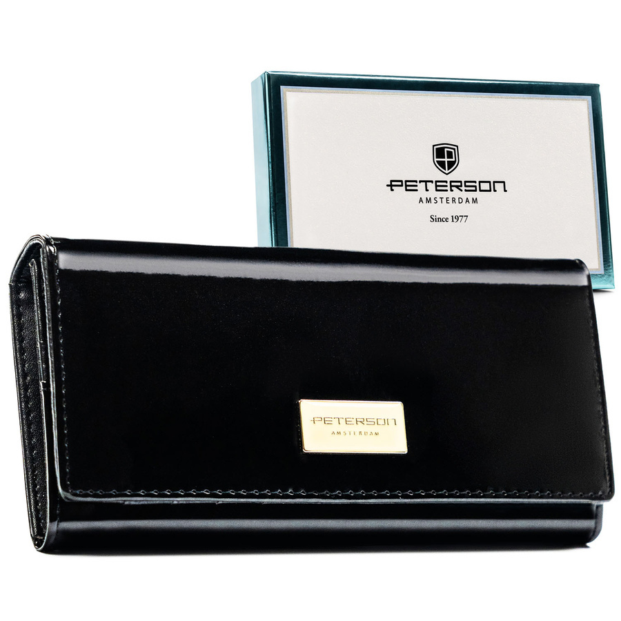 Czarny portfel Peterson PX27-DYS lakierowany