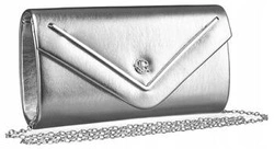 Kopertówka damska torebka wizytowa srebrna ze skóry ekologicznej - Rovicky R-XS015