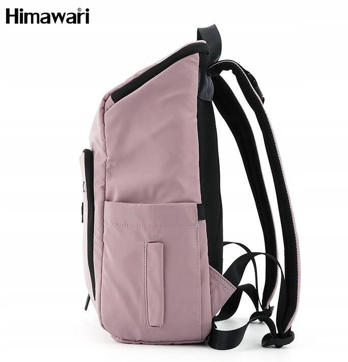 Lila plecak damski Himawari 1223-04, bok z kieszeniami