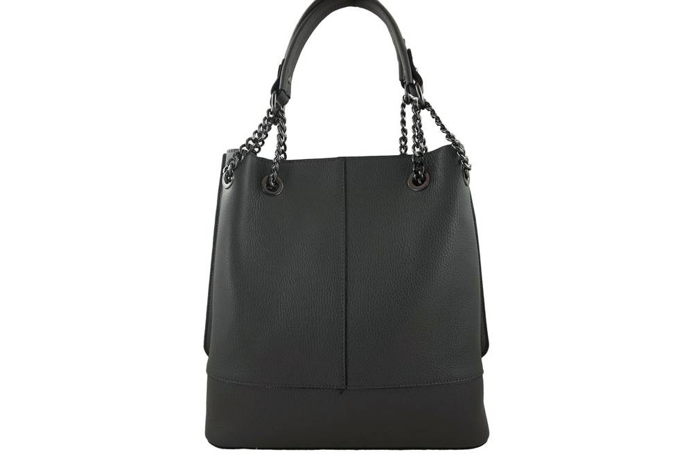 Torebka ze skóry licowej damska Barberini's 810-28 shopper A4 ciemnoszara - cecha produktu