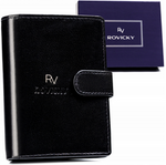 Skórzany czarny portfel męski z zapięciem - Rovicky RV-7680278-5-L-BCA-4