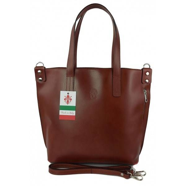 Torebka skórzana damska Vera Pelle SB586M shopper A4 brązowa - cecha produktu