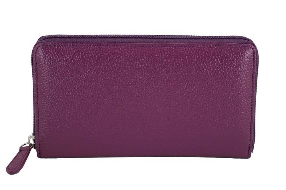 Portfel skórzany damski Barberini's D-8320-40 zapinany na suwak fioletowy - cecha produktu