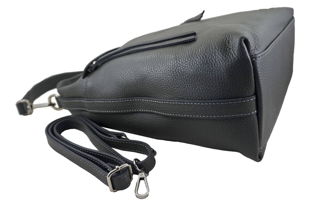 Torebka ze skóry licowej damska Barberini's 926-28 shopper A4 ciemnoszara - cecha produktu