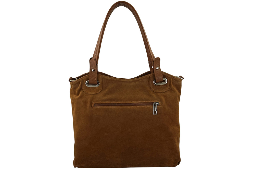 Torebka ze skóry naturalnej i zamszu damska Barberini's 982/1-12 shopper A4 jasnobrązowa - cecha produktu