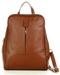 Skórzany plecak damski miejski camel włoski plecaczek - MAZZINI pl30b