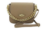 Skórzana mała listonoszka beżowa ze złotym łańcuszkiem - Barberini's 949-2