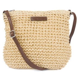 Listonoszka damska torebka na lato plecionka boho ecru - Tor-pa-14ecru