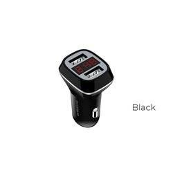 Ładowarka samochodowa 2x USB z wyświetlaczem LCD, czarny Borofone