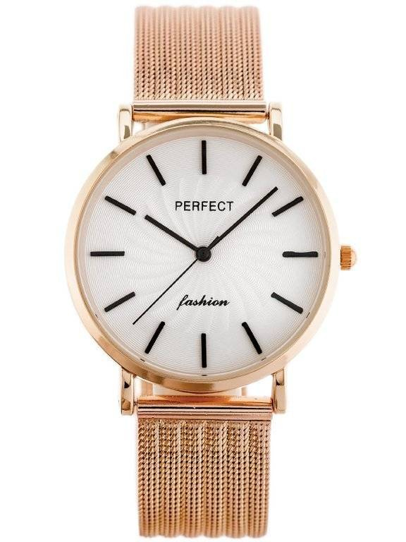 Zegarek damski Perfect E334 w kolorze różowego złota - zegarek z przodu na białym tle