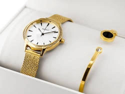 ZEGAREK DAMSKI PACIFIC X6167-03 ZŁOTY - komplet prezentowy bransoletka (zy663c)