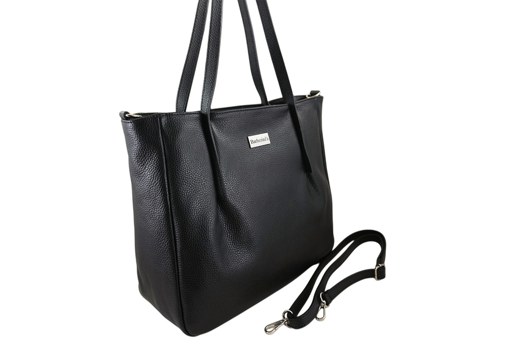 Torebka ze skóry licowej damska Barberini's 995-1 shopper A4 czarna - cecha produktu