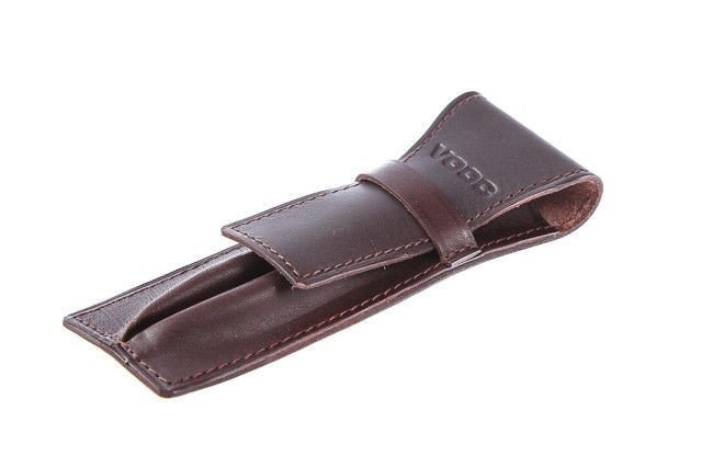 Piórnik skórzany jucht unisex VOOC P17 etui na długopisy brązowe - elegancka sylwetka