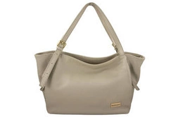 Skórzana torebka damska shopperka na ramię jasno beżowa - Barberini's 987-10