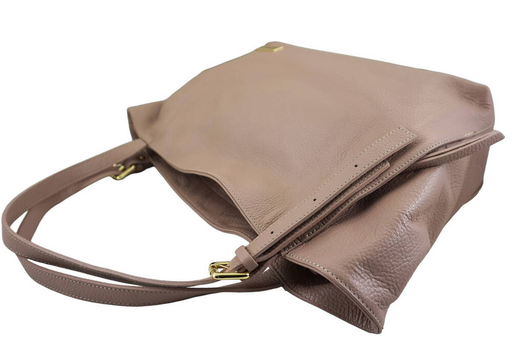 Torebka ze skóry licowej damska Barberini's 987-18 shopper A4 różowa pudrowa - cecha produktu