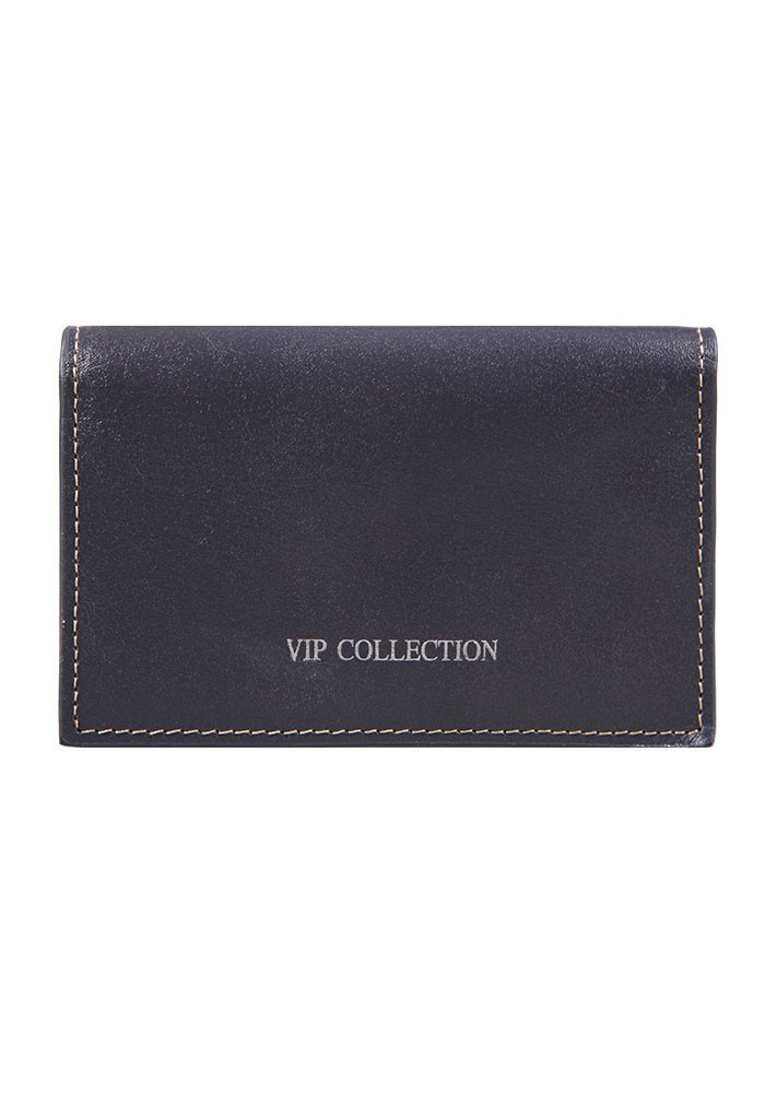Szary wizytownik Vip Collection Palermo 14 z napisem marki i jasnym przeszyciem wzdłuż brzegów