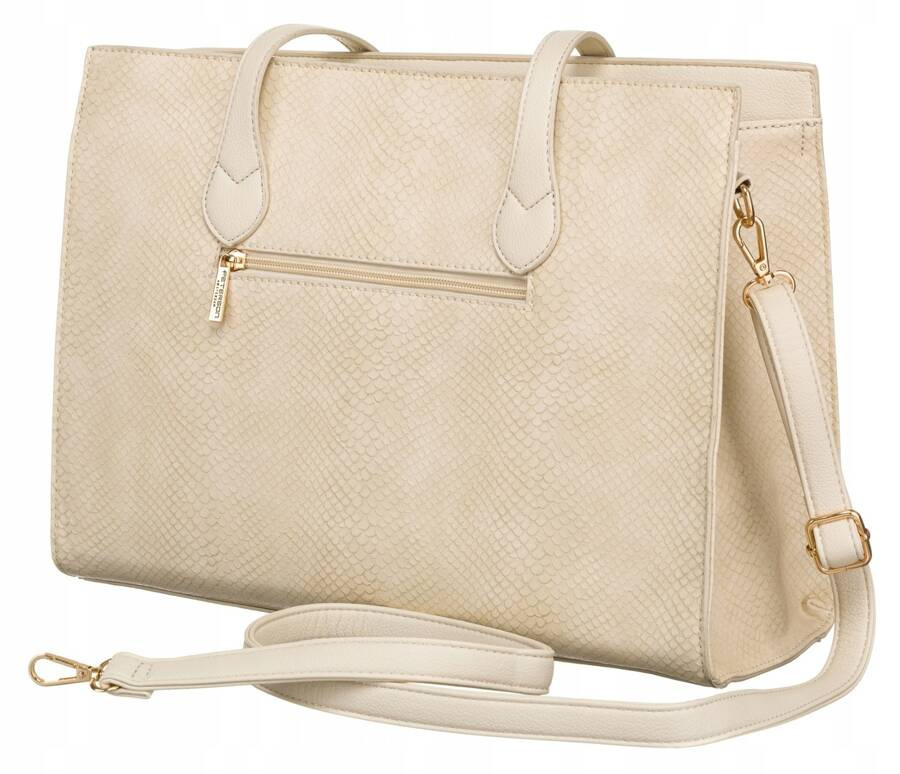 Beżowy shopper damski Peterson R-1907 z paskiem