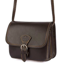 Skórzana mała listonoszka damska na ramię ciemnobrązowa - Beltimore K66