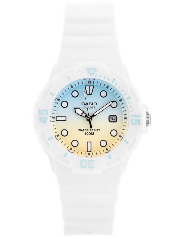 Niebiesko-biały zegarek damski Casio LRW-200H 2E2VDR - zegarek z przodu na białym tle