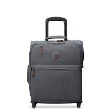 Walizka kabinowa materiałowa unisex Delsey Maubert mała miękka 45 cm antracytowa - widok frontu z kieszeniami zewnętrznymi