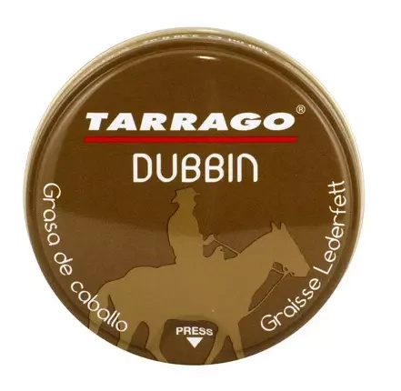 Tłuszcz do skór gładkich Tarrago czarny - wieczko puszki Dubbin z przodu