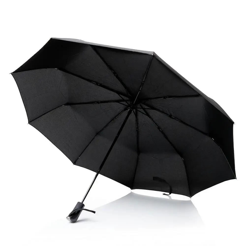 Czarny parasol automatyczny męski Tiross 10125-5 - rozłożony parasol widziany z boku