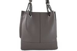 Torebka ze skóry naturalnej damska na łańcuszku Barberini's 810-3 shopper bag A4 szara