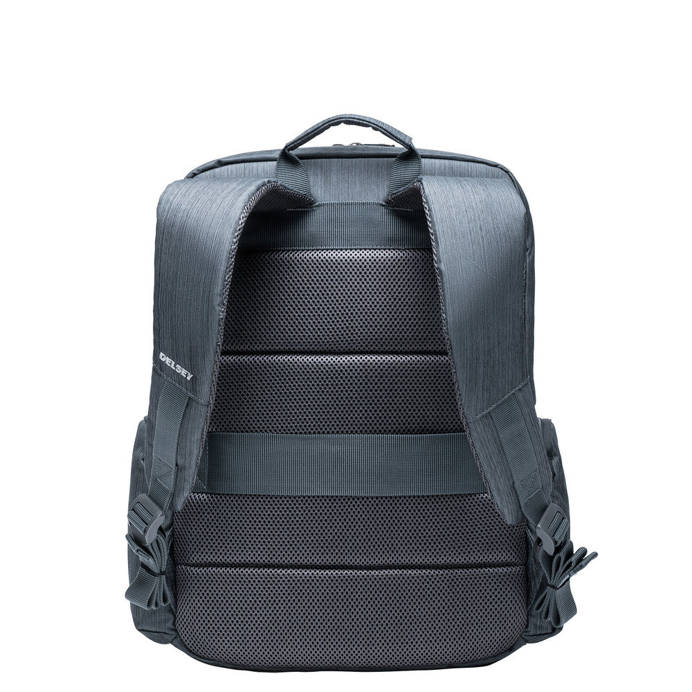 Plecak na laptopa z materiału unisex Delsey Clair miejski szary - widok ergonomicznych szelek