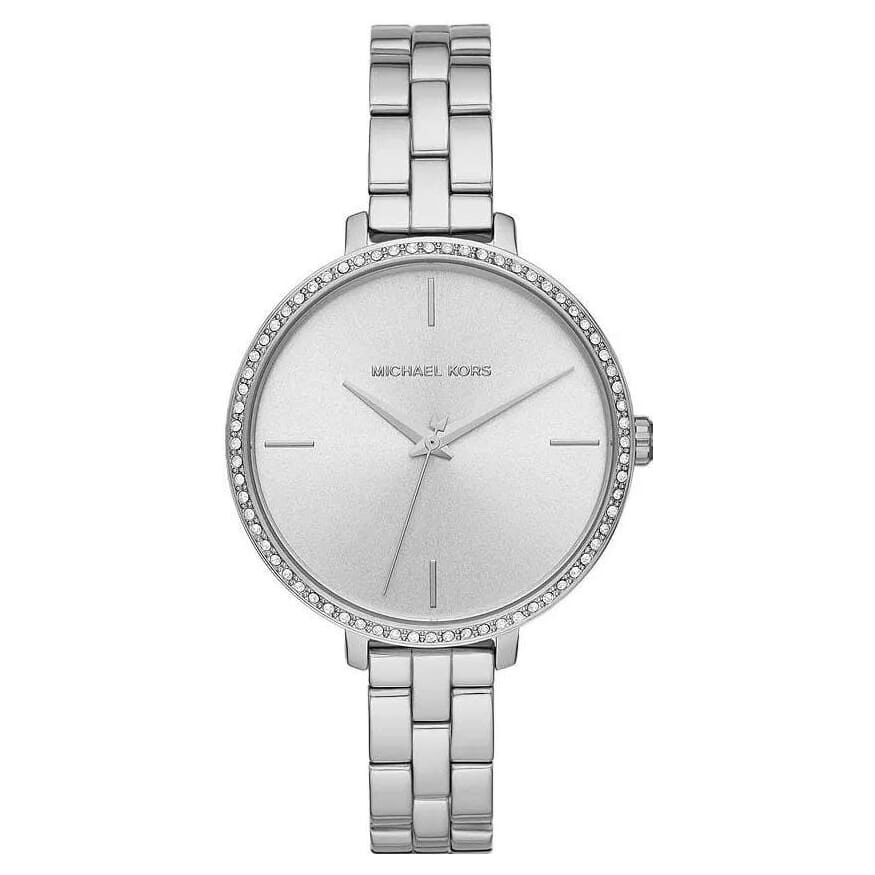 Srebrny zegarek damski Michael Kors MK4398 - zegarek z przodu, pierścień z cyrkoniami