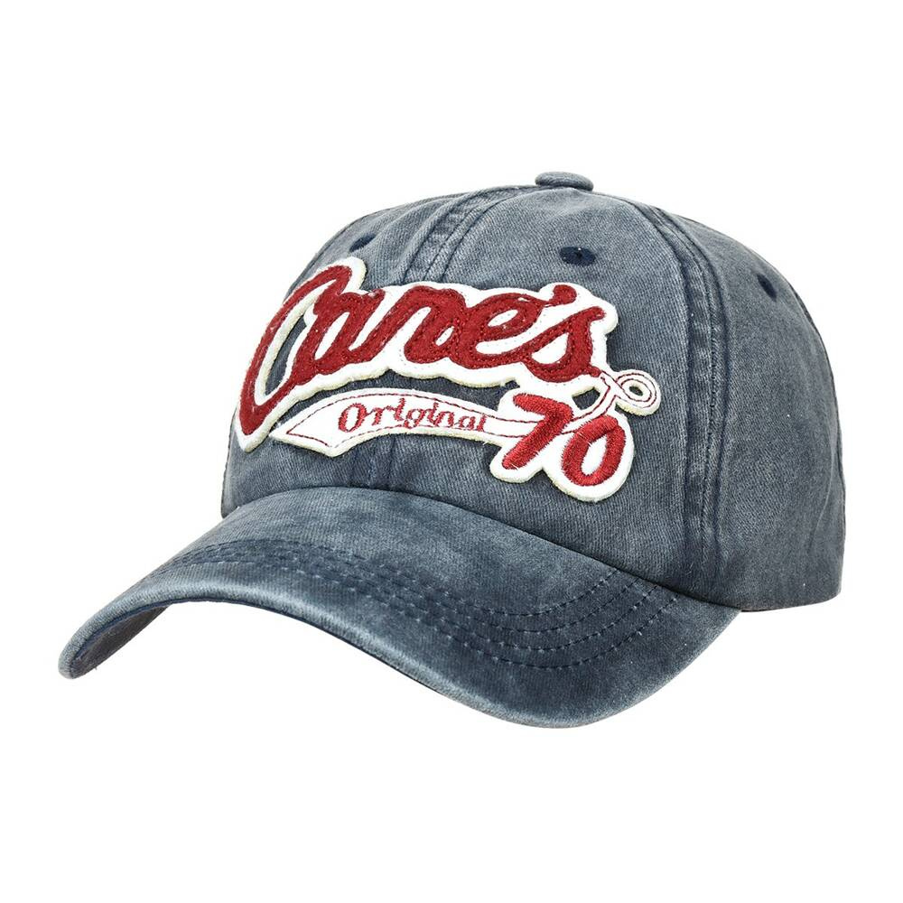 Niebieska czapka Jordan Kerr CZ-M-41, sprana tkanina z czerwoną naszywką Cane's Original 70