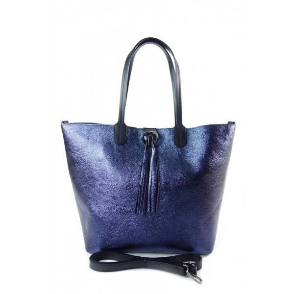 Torebka skórzana damska Vera Pelle SB599BS shopper bag A4 granatowa - cecha produktu