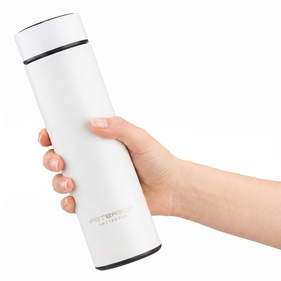 Termos ze stali nierdzewnej unisex Peterson TE-02 480 ml z wyświetlaczem LED biały - cecha produktu