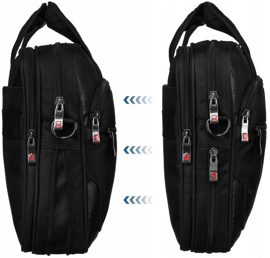 Czarna torba na laptopa Peterson GBP-21-2-C poszerzana suwakiem