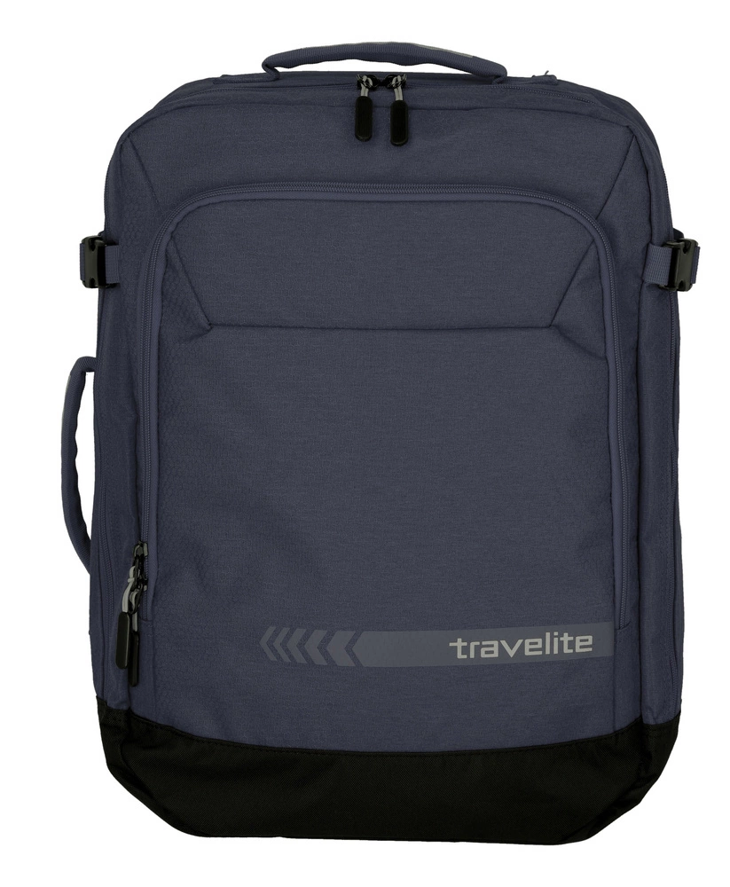 Antracytowy plecak Travelite Kick-Off 35 l na wprost, z rączką u góry i bocznym uchwytem