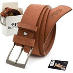 Skórzany pasek męski zamszowy camel - Beltimore A78