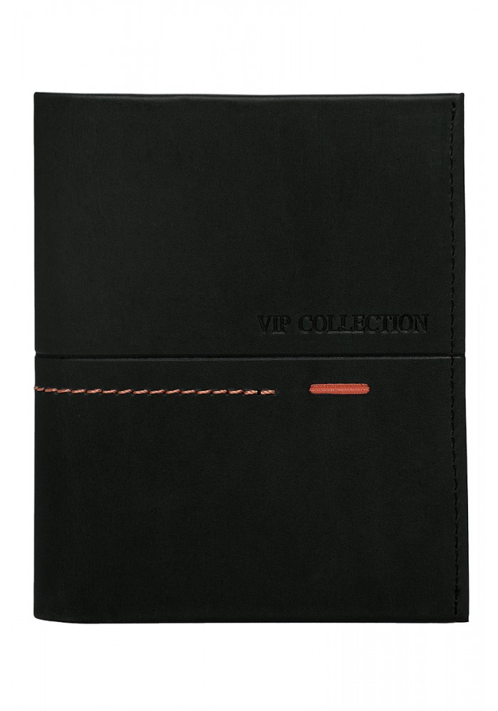 Czarny portfel Vip Collection Beverly Hills 45C z poziomym czerwonym przeszyciem i logo marki