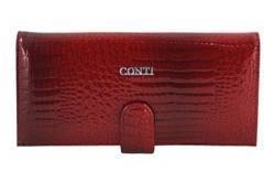 Duży skórzany portfel damski lakierowany czerwony croco - Barberini's 515-A-13