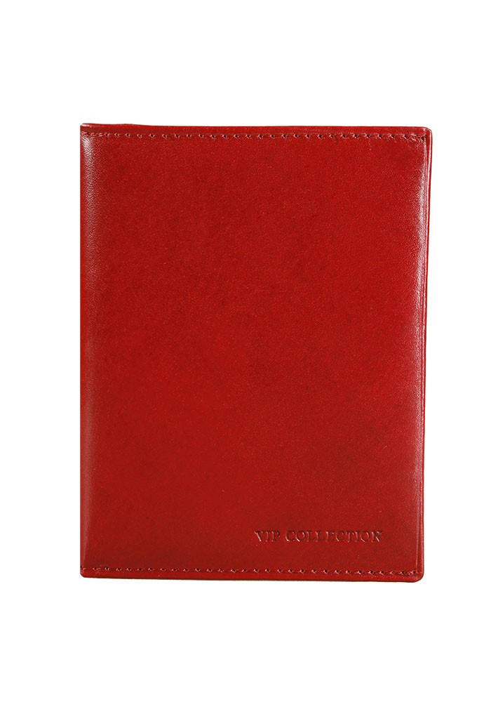 Czerwone etui na dokumenty Vip Collection Milano II 197 w pionowym formacie, z tłoczonym logo marki