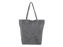 Skórzana torebka zamszowa worek szary W18