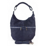 Torebka skórzana zamszowa damska Vera Pelle W345BS shopper bag A4 granatowa