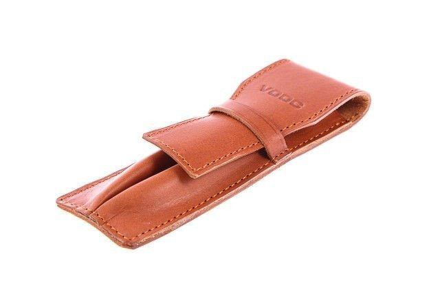 Piórnik skórzany unisex VOOC P17 etui na długopisy Vintage jucht koniak brąz - widok ogólny produktu