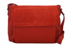 Torebka skórzana damska Barberini's 962-7 listonoszka z klapką mała czerwona