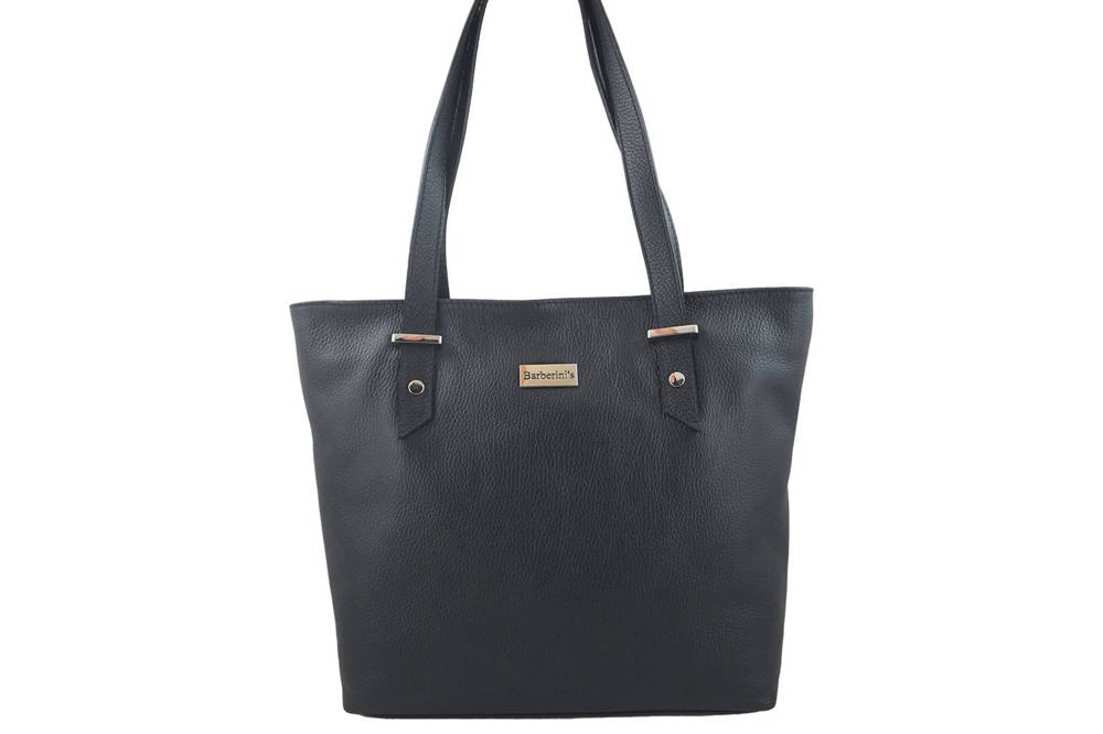 Torebka ze skóry licowej damska Barberini's 923-1 shopper bag A4 czarna - cecha produktu