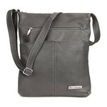 Skórzana listonoszka damska torebka miejska na ramię szara - Beltimore 934