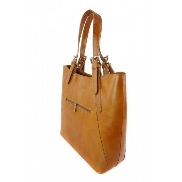 Torebka skórzana damska Vera Pelle V77C shopper A4 camel - wnętrze i organizacja przestrzeni