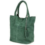 Torebka damska shopper zamszowa Vera Pelle L82 zielona