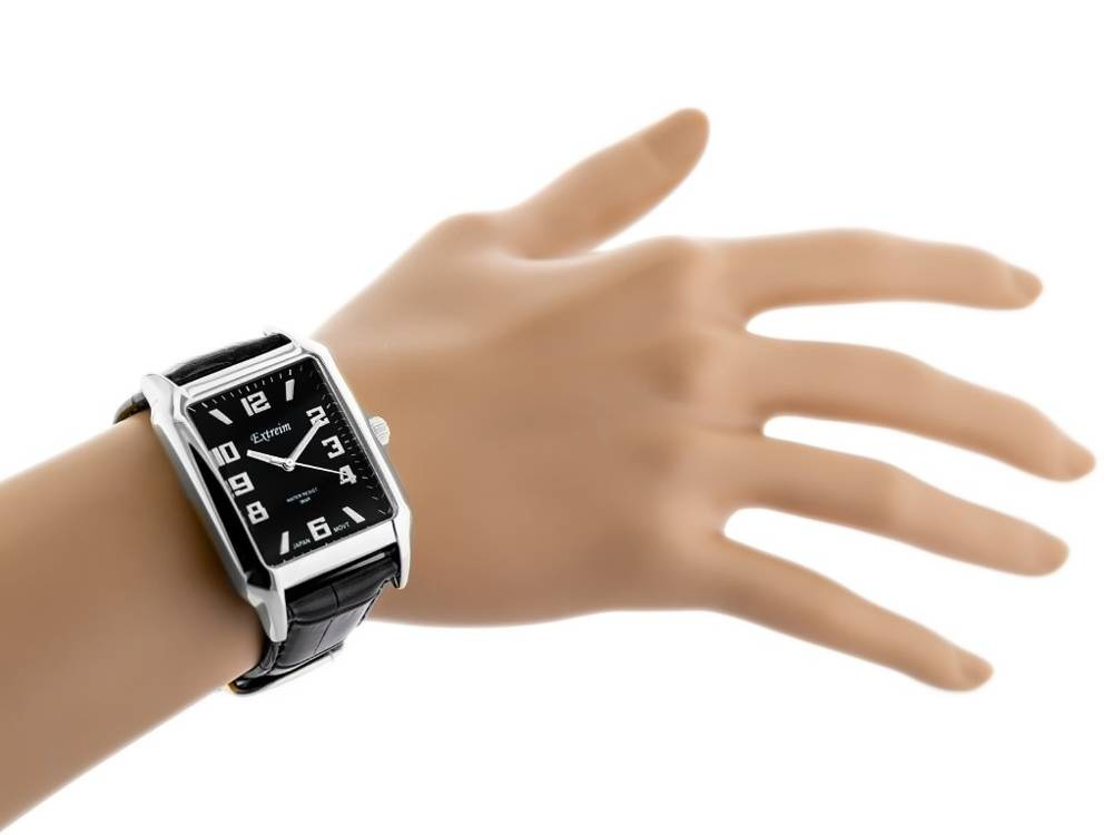 Czarno-srebrny zegarek damski Extreim EXT-9417A-2A - zegarek na nadgarstku manekina