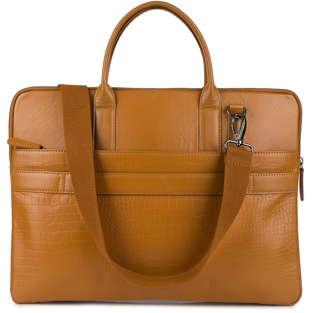 Torba damska Beltimore S18 camel, widok z tyłu, opaska na rączkę walizki i pasek
